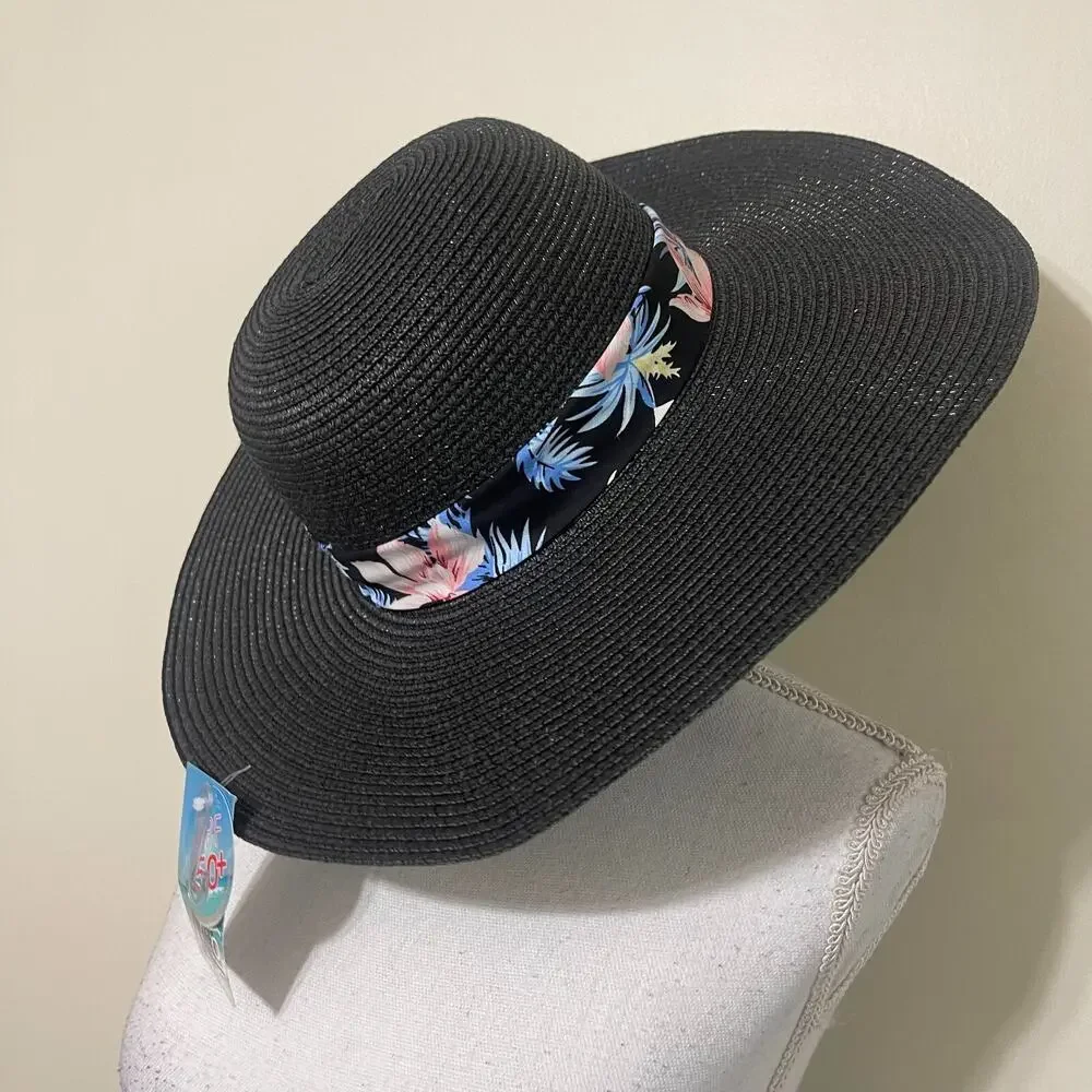 Women Black Summer Hat Breathable for Outdoor Beach 16